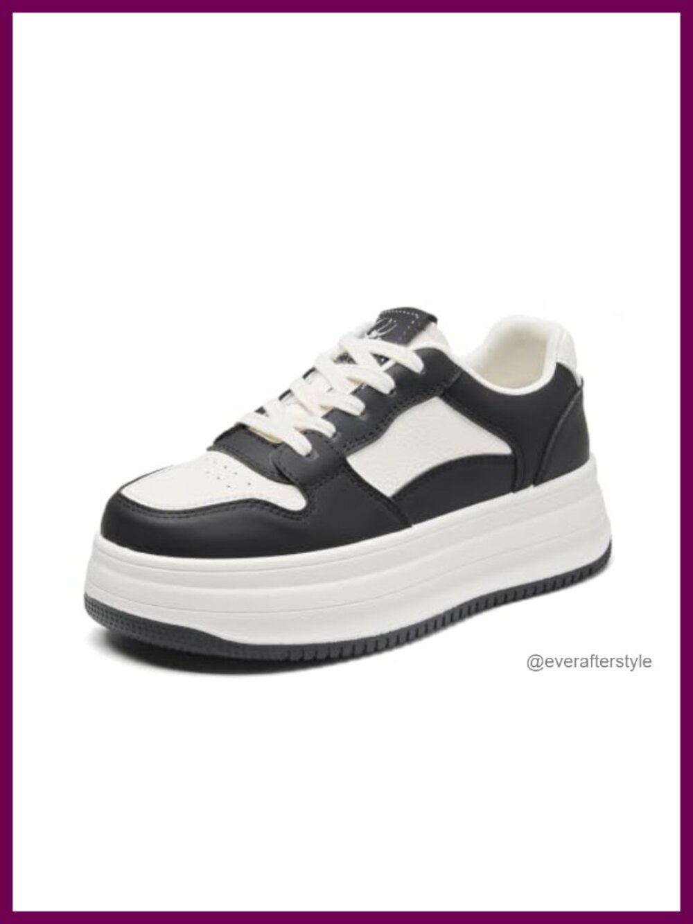 Platform Sneakers Chunky PU Leather Lace-Up Walking Shoes